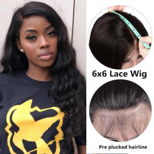  Body Wave 6*6 Lace Closure Wigs 180% 250% Density With Baby Hair