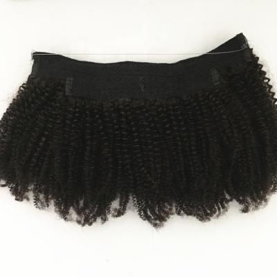 10 - 24 Inch Halo Hair Extensions #1B Natural Black Kinky Curly