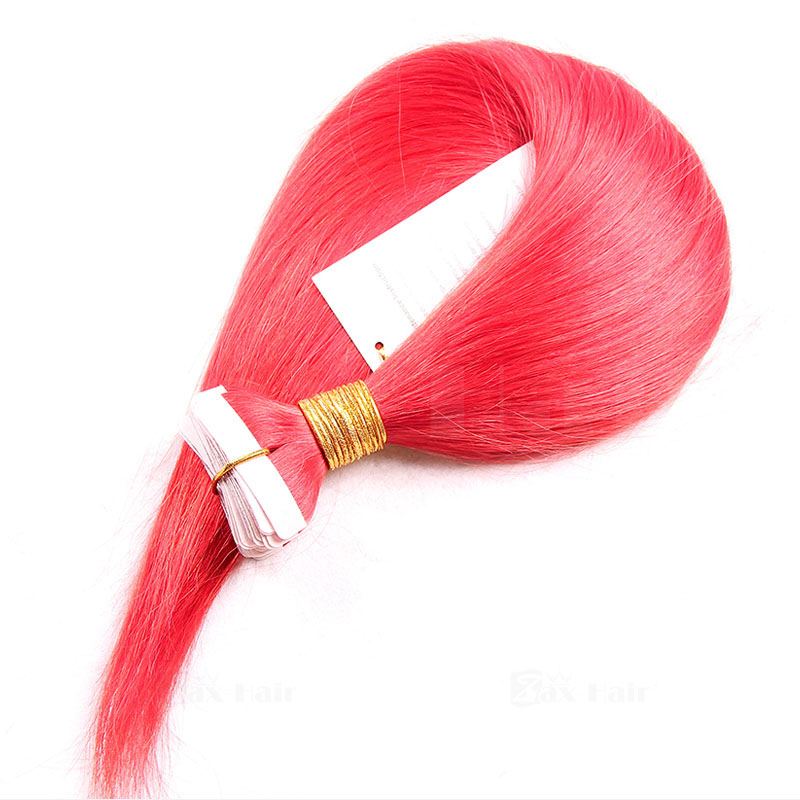 10 - 30 Inch Tape In Remy Human Hair Extensions Red Straight 20 Pcs 0