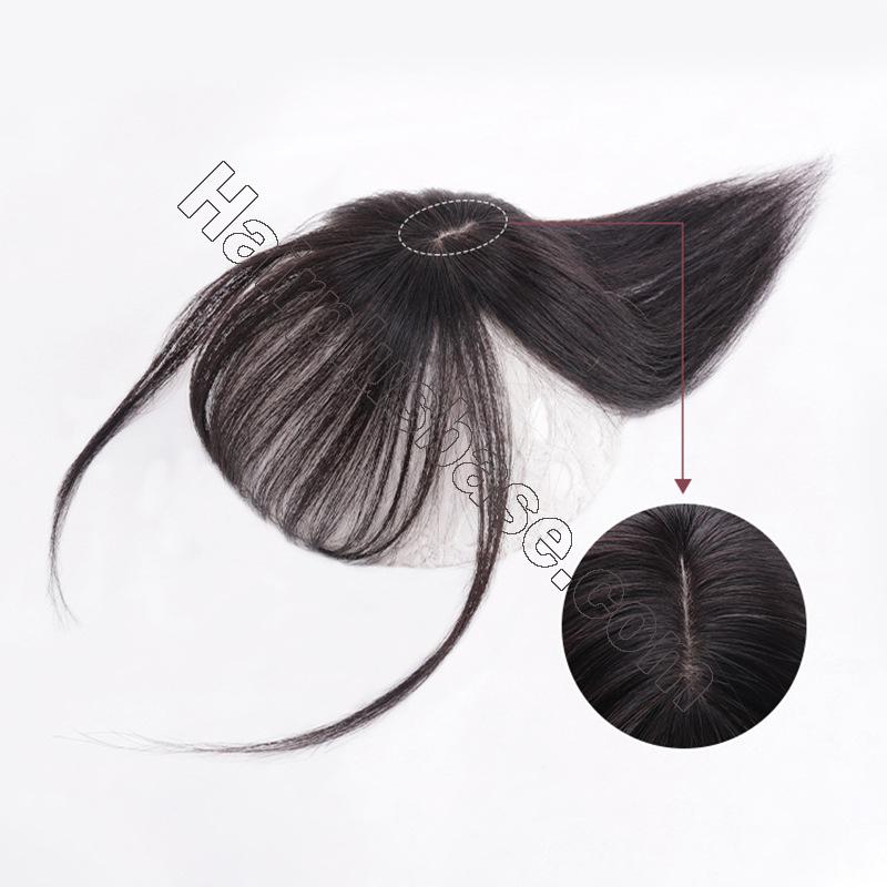 10" Hair Toppers with Bangs Human Hair Extension Clip in Top Crown Hairpieces for Thinning Hair