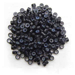 1000pcs Black Aluminium Silicone Beads for Hair Extensions(5.0mm*3.0mm*3.0mm)