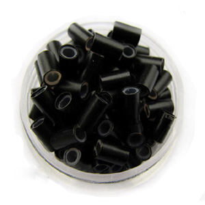 1000pcs Jet Black Copper Silicone Beads for Hair Extensions