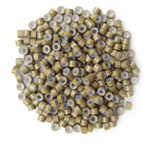 1000pcs Light Brown Aluminium Silicone Beads for Hair Extensions(5.0mm*3.0mm*3.0mm)