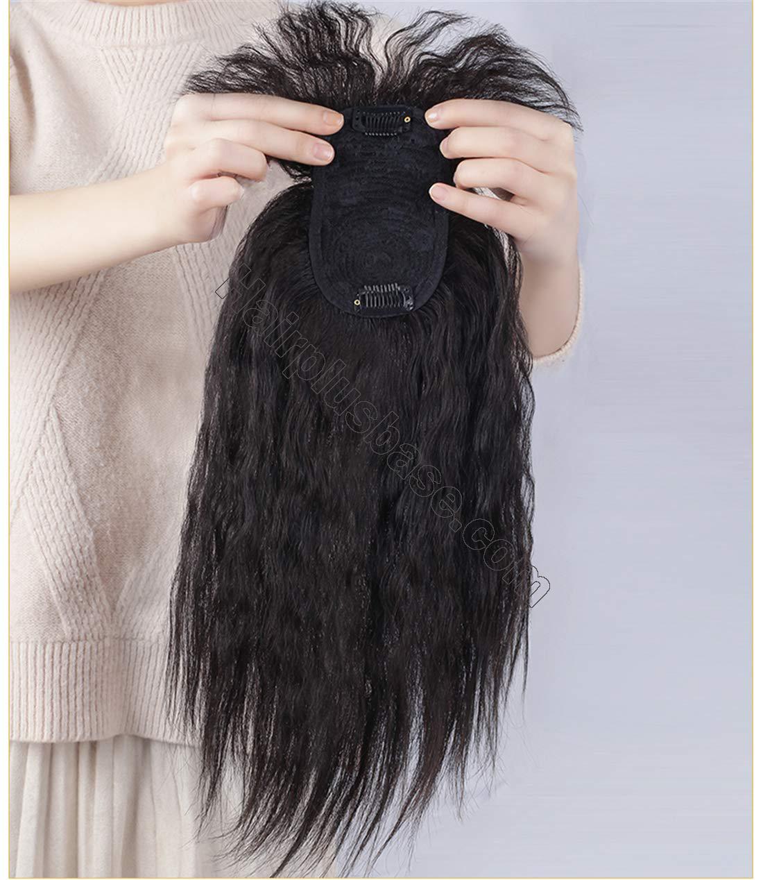 12" Human Hair Replacement Hairpiece Topper 3" x 4" Kinky Curly Hair