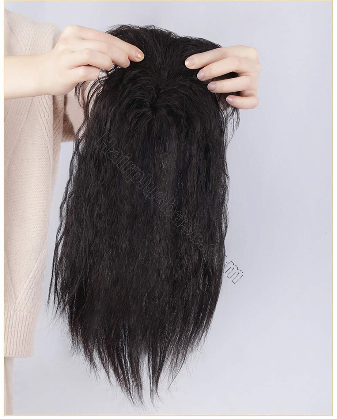 12" Human Hair Replacement Hairpiece Topper 3" x 4" Kinky Curly Hair