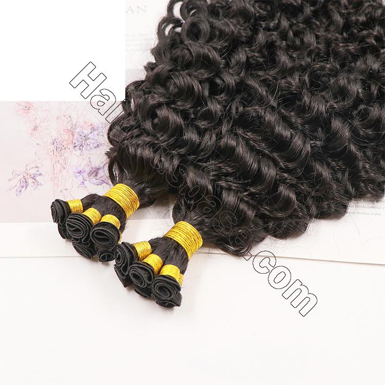 14 - 30 Inch Curly Hand Tied Hair Extensions Human Hair Wefts 6 Bundles/Pack 4