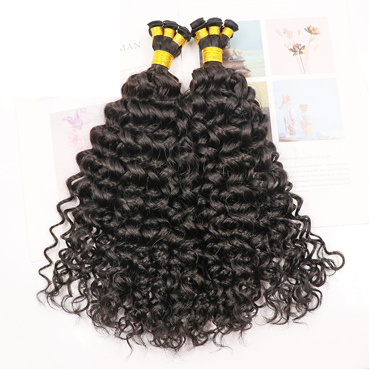 14 - 30 Inch Curly Hand Tied Hair Extensions Human Hair Wefts 6 Bundles/Pack 9