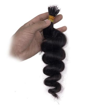 14 - 32 Inch Nano Ring Hair Extensions 100% Human Hair Spiral #1B Natural Black 100S
