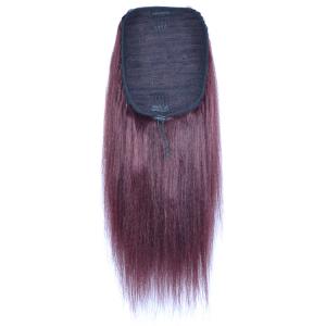 14 - 32 Inch Straight Human Hair Ponytail Drawstring Clip Ponytail Extensions Dark 99J