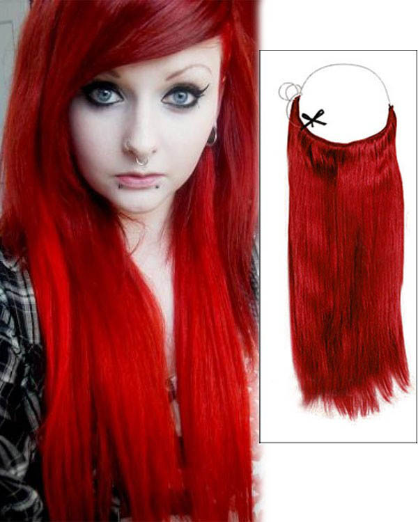 14 - 32 Inch Straight Secret Human Hair Extensions Red 