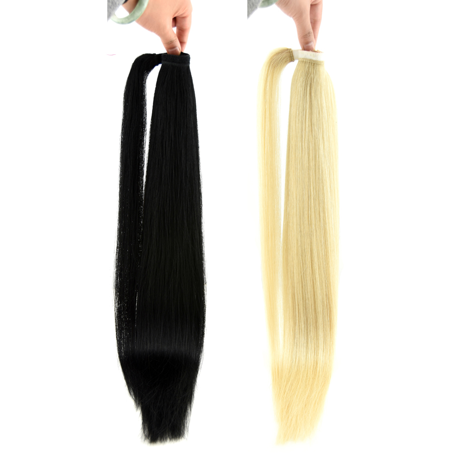 14-32 Inch Sleek Wrap Around Clip In Human Hair Ponytail Extensions