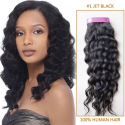 14 Inch #1 Jet Black Curly Virgin Hair Wefts