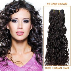 14 Inch #2 Dark Brown Curly Virgin Hair Wefts