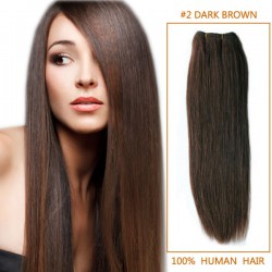 14 Inch #2 Dark Brown Straight Virgin Hair Wefts