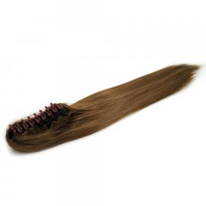 14 Inch Claw Clip Human Hair Ponytail Sleek Straight #8 Ash Brown