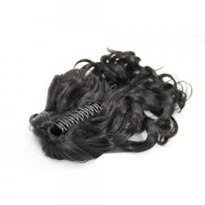14 Inch Claw Clip Supple Human Hair Ponytail Curly #1B Natural Black