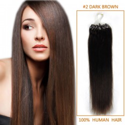 16 Inch #2 Dark Brown Micro Loop Human Hair Extensions 100S