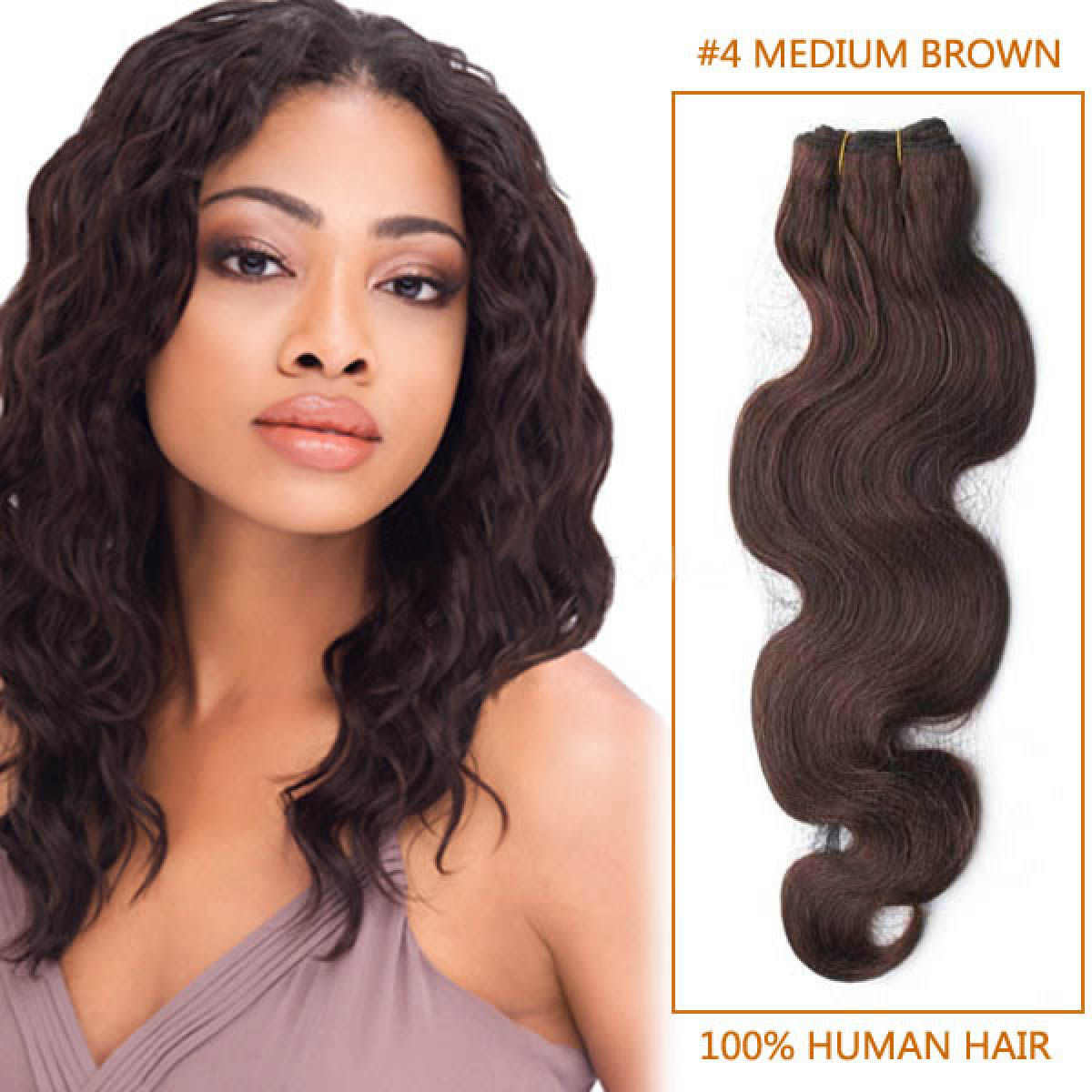 Inch 4 Medium Brown Body Wave Indian Remy Hair Wefts
