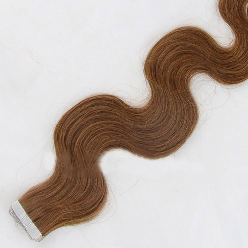 16 Inch #8 Ash Brown Flexible Tape In Hair Extensions Body Wave 20 Pcs details pic 2