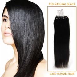 18 Inch #1b Natural Black Micro Loop Human Hair Extensions 100S