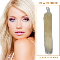 18 Inch #60 White Blonde Micro Loop Human Hair Extensions 100S