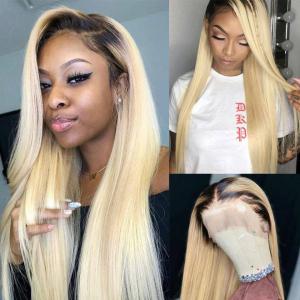 1B/613 Straight Blonde 150%-200% Density Lace Front Wigs With Dart Roots