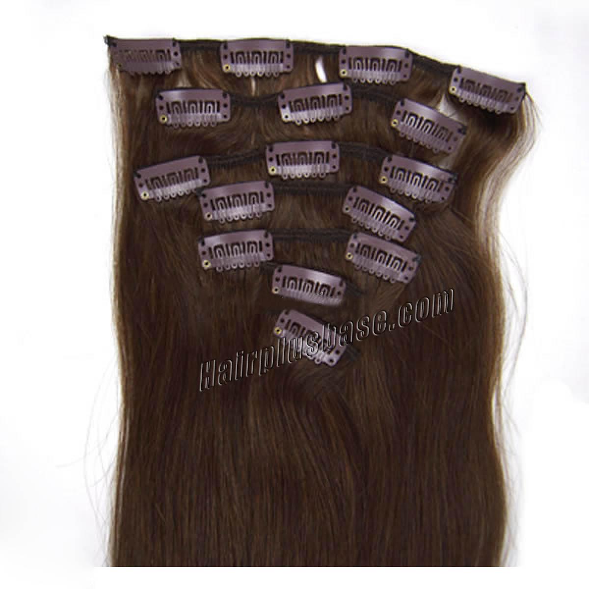 22 Inch #4 Medium Brown Clip In Remy Human Hair Extensions 7pcs no 1