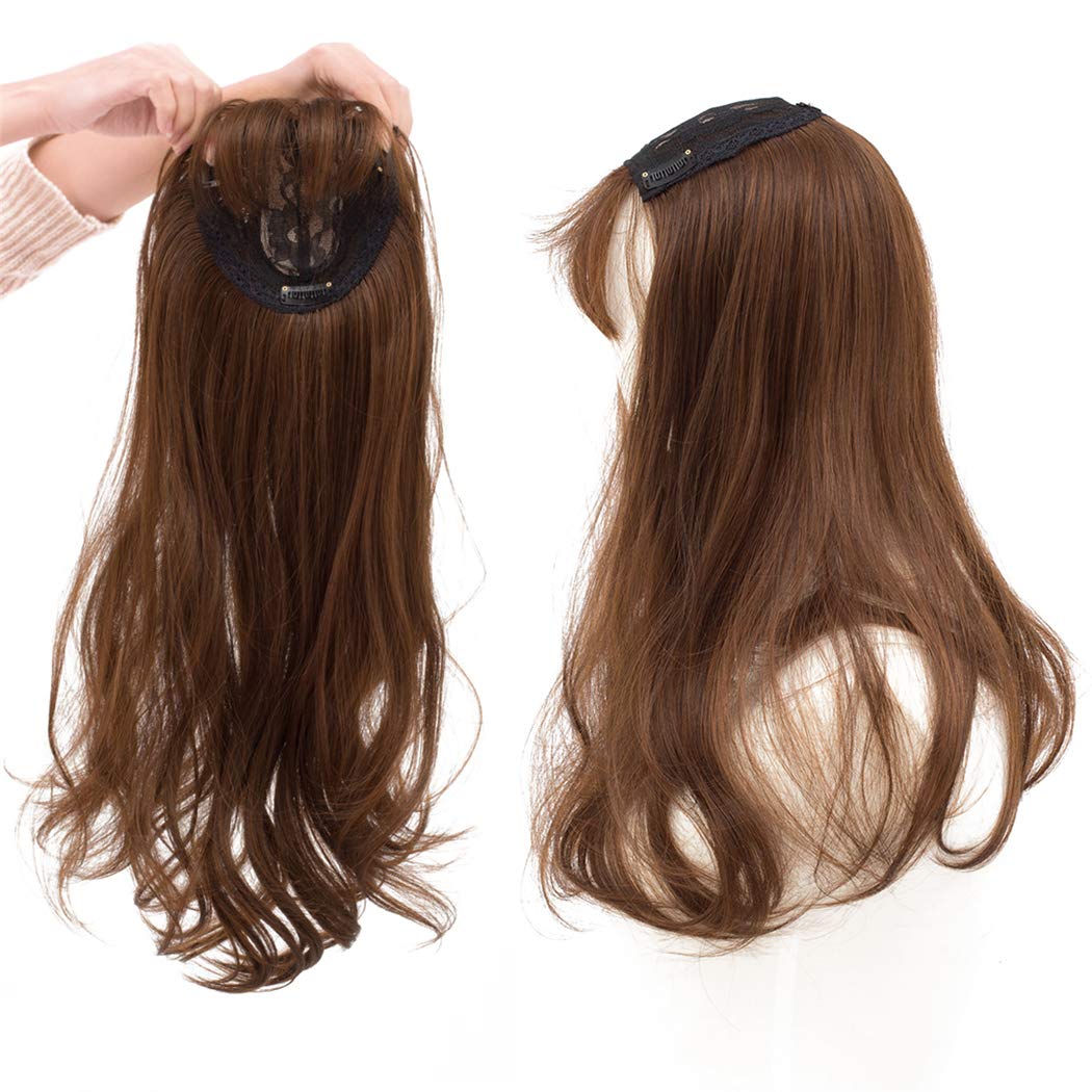 22" Long Wavy Hair Toppers Closure with Clips Top Crown Wiglet Topper