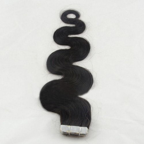 24 Inch #1B Natural Black Practical Tape In Hair Extensions Body Wave 20 Pcs details pic 2