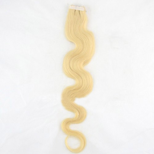 24 Inch #24 Ash Blonde Tape In Hair Extensions Silky Body Wave 20 Pcs details pic 0