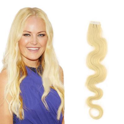 24 Inch #24 Ash Blonde Tape In Hair Extensions Silky Body Wave 20 Pcs
