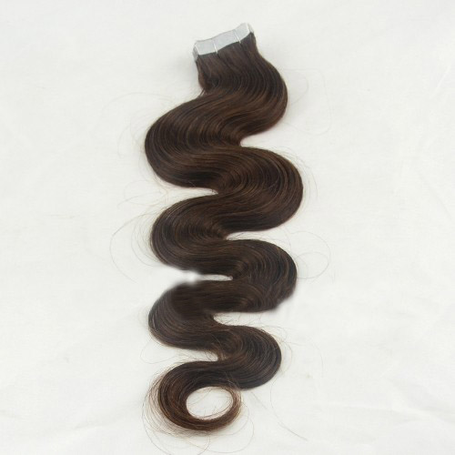 24 Inch #4 Medium Brown Practical Tape In Hair Extensions Body Wave 20 Pcs details pic 0