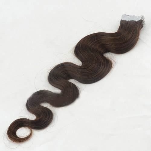 24 Inch #4 Medium Brown Practical Tape In Hair Extensions Body Wave 20 Pcs details pic 1