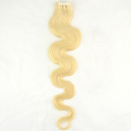 24 Inch #60 White Blonde Tape In Hair Extensions Body Wave 20 Pcs details pic 0