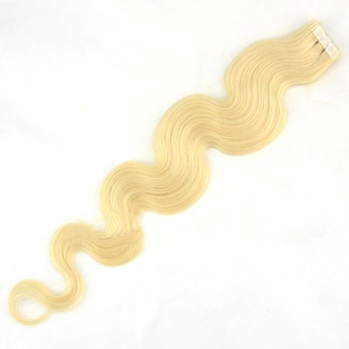 24 Inch #60 White Blonde Tape In Hair Extensions Body Wave 20 Pcs details pic 1