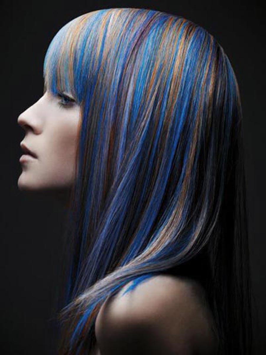 24 Inch Funky Blue Tape In Hair Extensions Straight 10pcs details pic 0