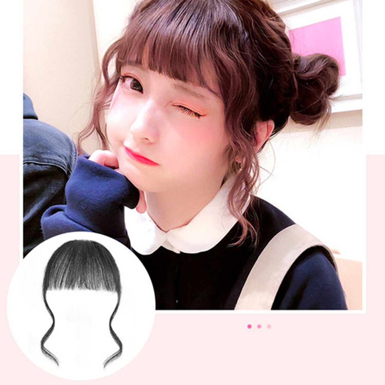 3D Clip In Bangs 100% Human Hair Air Extension Hair Piece Fringe Front Hairpiece