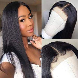 4*4 Human Hair Lace Front Wigs Straight Natural Black Hair Extensions