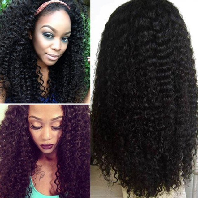 4.5 Inches Deep Part Pre Plucked Hairline Kinky Curl 360 Lace Wigs, 150% Density, Brazilian Virgin Hair