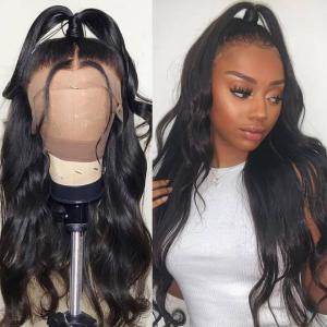 Body Wave Front Human Hair Wigs 150%-200% Density With Pre-plucked