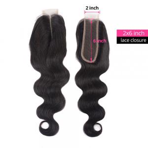 Body Wave Hair Lace Frontal Closure 2x6 Inch Middle Part Human Hair Closure