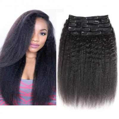 Cheap Kinky Straight Clip In Human Hair Extensions For Black Hair 120g