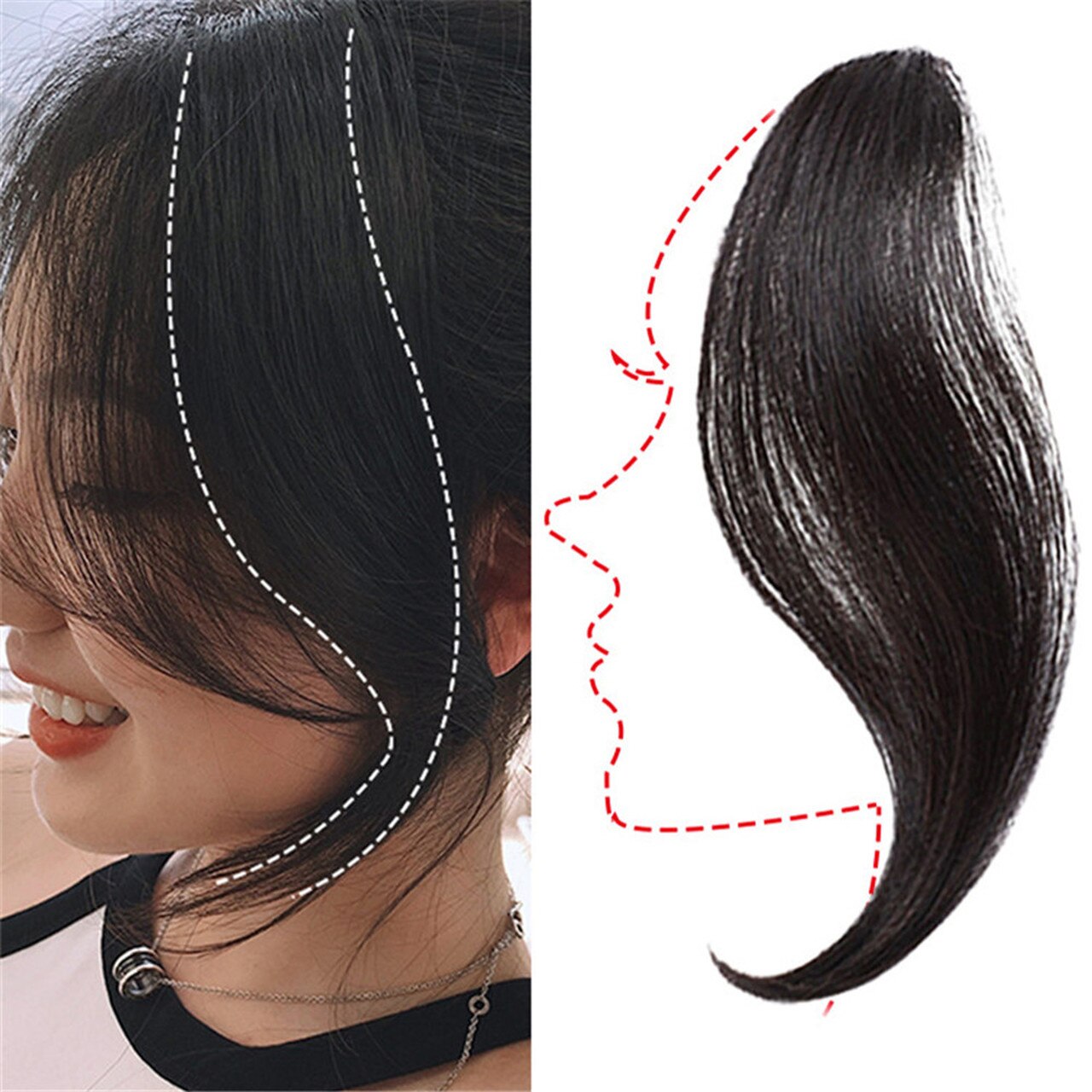 Clip In Air Fringe Long Hair Extension Side Fringe Middle Part Bang