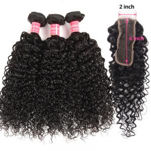 Curly Human Hair Weave With 2x6 Size Lace Closure Virgin Curly Hairstyles