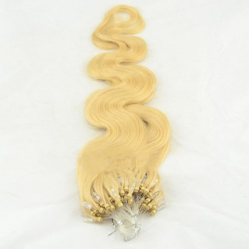 Custom 18 Inch #24 Ash Blonde Body Wave Micro Loop Hair Extensions 100 Strands details pic 2