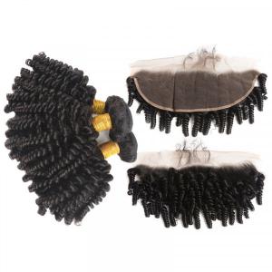 Fumi Hair Kinky Curly Hair 3 Bundles With 13*4 Lace Frontal Short Hairstyles