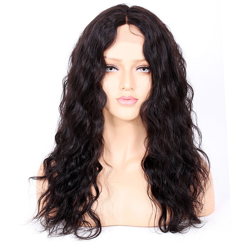 Glueless Full Lace Wigs Remy Human Hair Middle Part Loose Wave