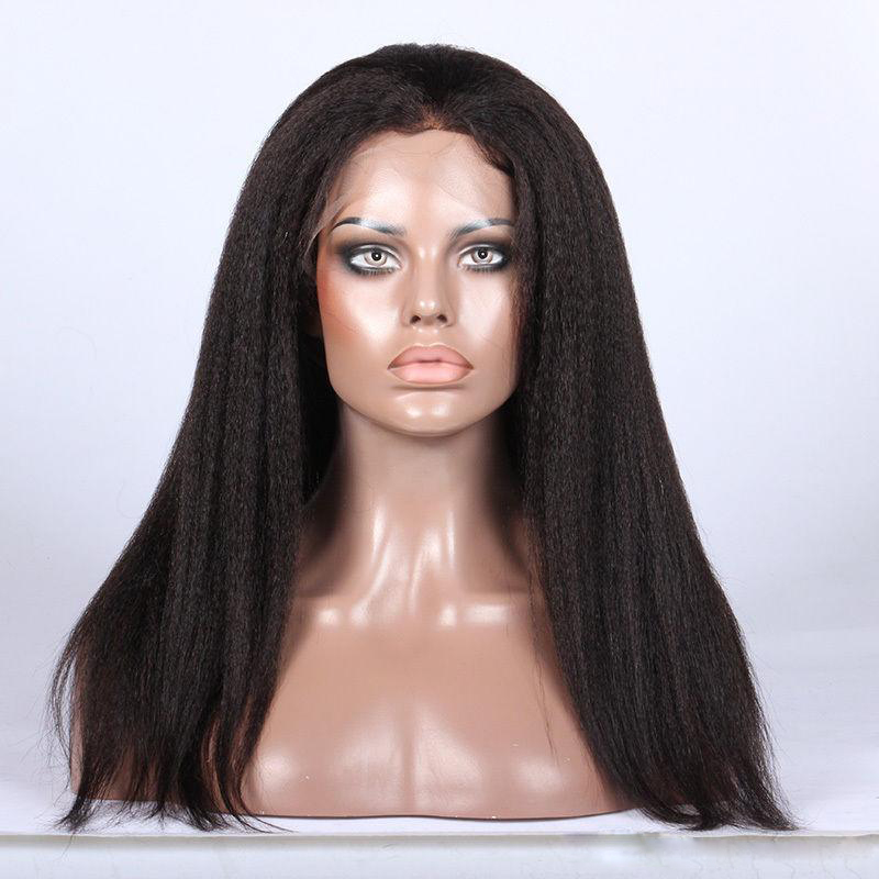 Brazilian Virgin Hair Kinky Straight Glueless Lace Wigs 