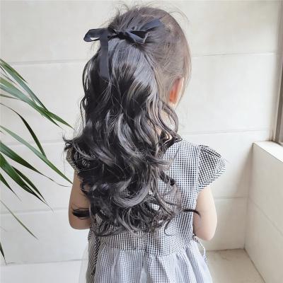 Lace/Ribbon Ponytail Extension For Kids Human Hair Curly