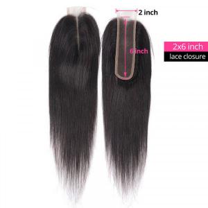 New Arrival Straight Hair 2x6 Size Lace Closure With Baby Hair Remy Human Hair